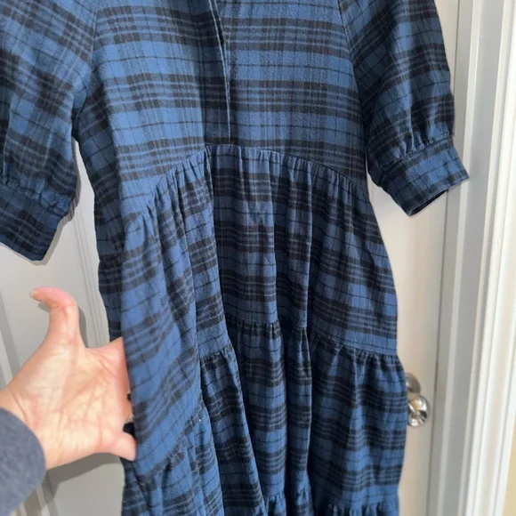 Natural Life Rebecca Midi Flannel Dress S Plaid Country Western Tiered Boho Soft - Picture 5 of 12